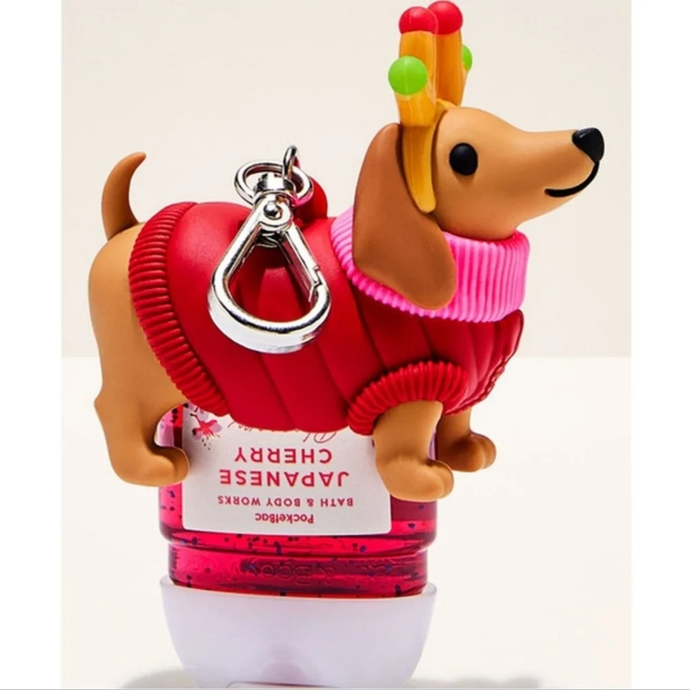 Bath Body Works Festive Light Up Dachshund Wiener Dog Puppy Pocketbac Holder NEW